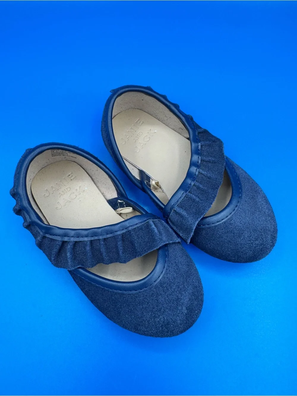 Janie and Jack Navy Blue Mary Jane Shoes with Ruffled Strap